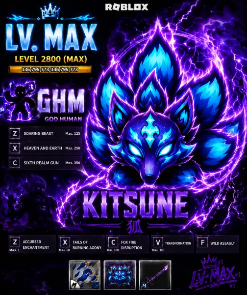 LV max + GHM + kitsune ( acount pending hotmail ,unfaceid , backsec ,)